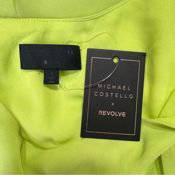 NEW Michael Costello x Revolve Robert Gown Citron Green Small - Picture 9 of 13